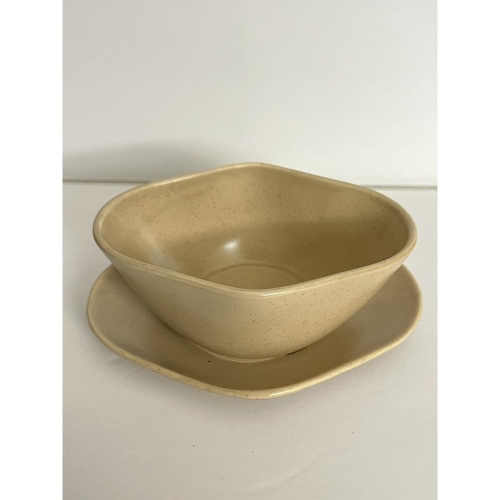 Bauer Pottery Mission Moderne Gravy Bowl With‎ Drip Plate